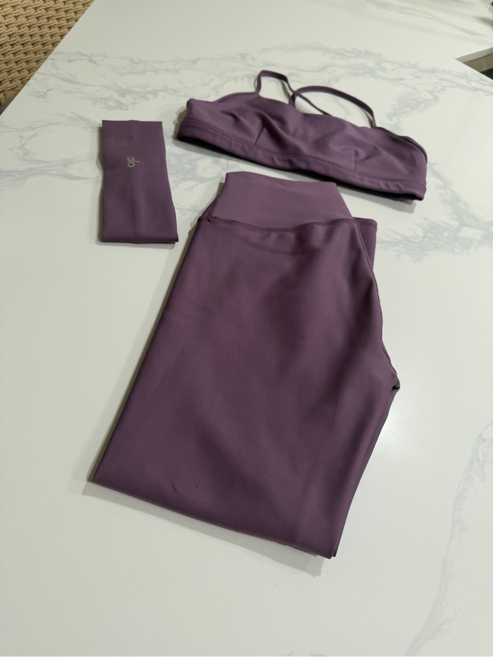 Alo Airlift Lavender Purple Active Set - Sports Bra & Leggings with headband - Picture 2 of 7